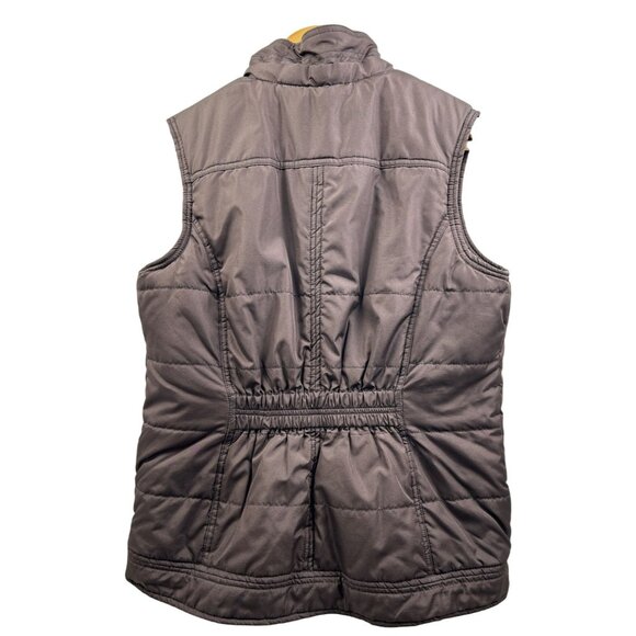 Vanity Puffer Vest Womens Medium Faux Fur Lined Brwn Cozy Winter Layer Y2K Style - Picture 2 of 11